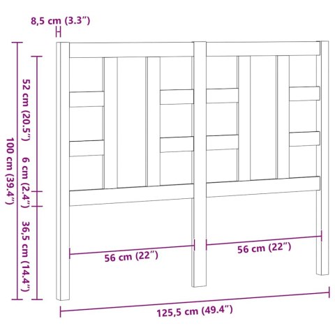WEZGŁOWIE ŁÓŻKA CZARNE 126X4X100CM DREWNO SOSNOWE