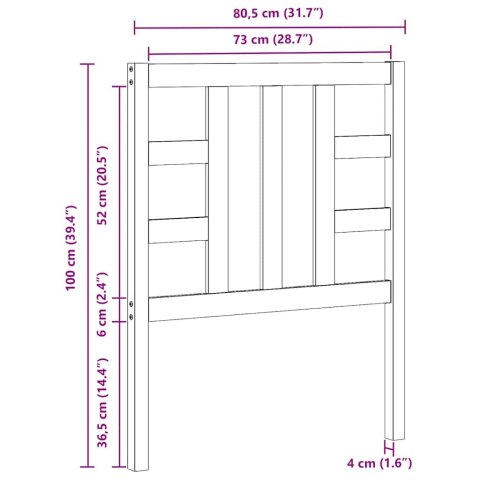 WEZGŁOWIE ŁÓŻKA CZARNE 81X4X100CM DREWNO SOSNOWE