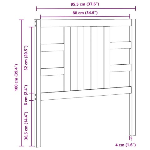WEZGŁOWIE ŁÓŻKA MIODOWY BRĄZ 96X4X100CM DREWNO SOSNOWE