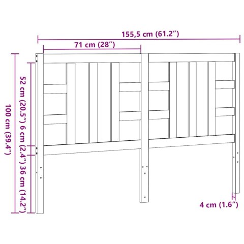 WEZGŁOWIE ŁÓŻKA SZARE 146X4X100CM DREWNO SOSNOWE