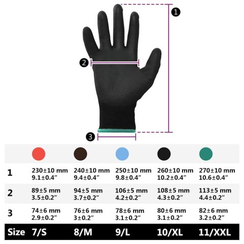 RĘKAWICE ROBOCZE 12 PCS CZARNY 11 /XXL POLIESTER