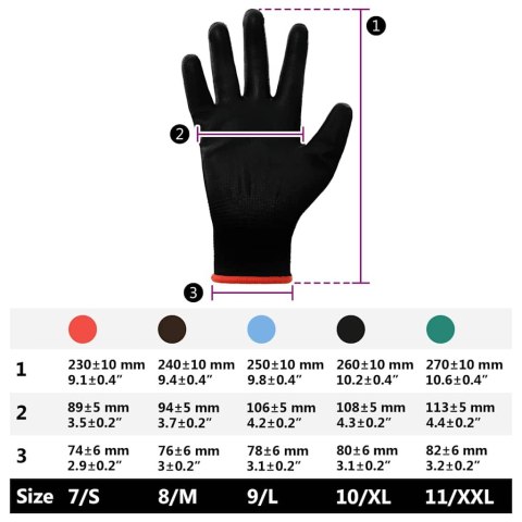 RĘKAWICE ROBOCZE 12 PCS CZARNY 7 / S POLIESTER