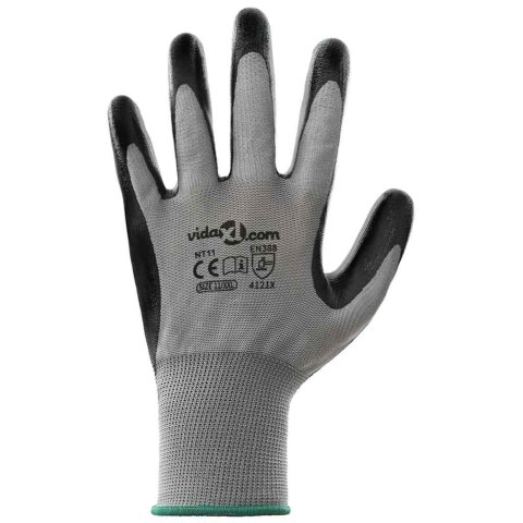 RĘKAWICE ROBOCZE 24 PCS SZARY I CZARNY 11 /XXL POLIESTER