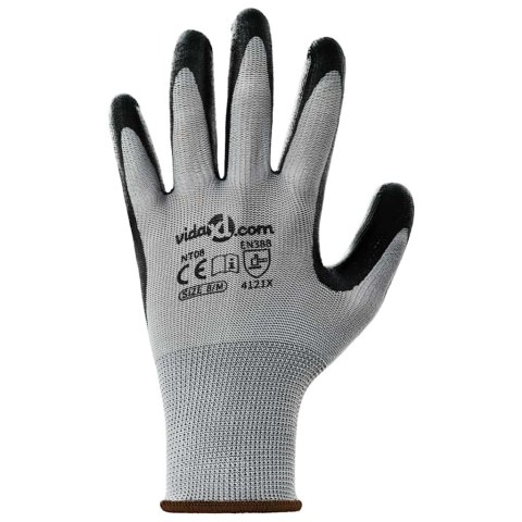 RĘKAWICE ROBOCZE 24 PCS SZARY I CZARNY 8 / M POLIESTER