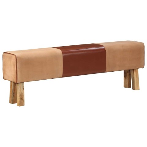 VidaXL Kozioł gimnastyczny, 160 cm, brązowy, skóra i drewno akacjowe