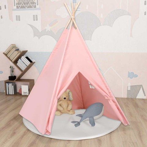 NAMIOT DZIECIĘCY TIPI Z TORBĄ PEACH SKIN RÓŻ 120X120X150CM