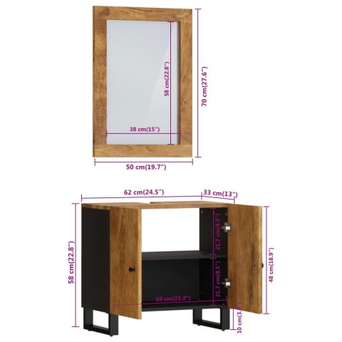 2-CZ. ZESTAW MEBLI ŁAZIENKOWYCH LITE DREWNO MANGO