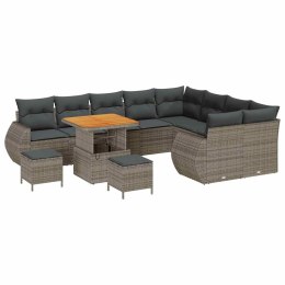 VidaXL Zestaw Sof na Ogród z poduszką 12 pcs Szary Rattan poli