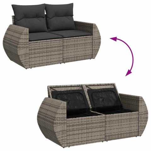 VidaXL Zestaw Sof na Ogród z poduszką 12 pcs Szary Rattan poli