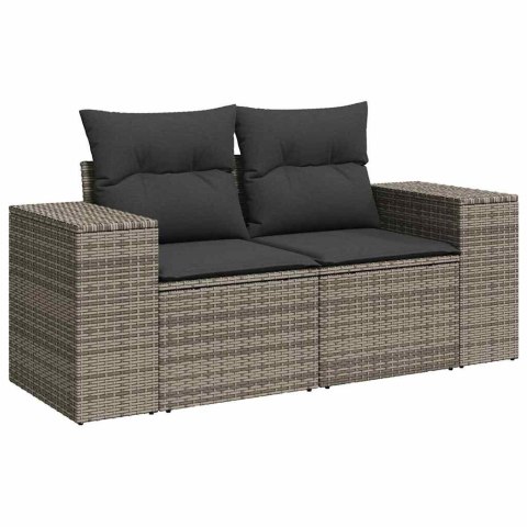 VidaXL Zestaw Sof na Ogród z poduszką 9 pcs Szary Rattan poli