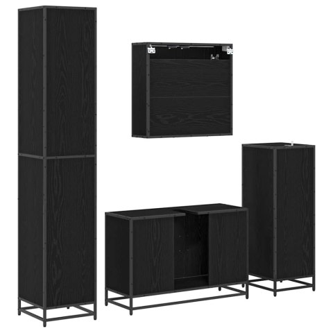 ZESTAW MEBLI ŁAZIENKOWYCH Z PÓŁKĄ Z DRZWIAMI 2 PCS CZARNY DĄB