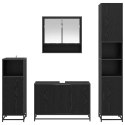 ZESTAW MEBLI ŁAZIENKOWYCH Z PÓŁKĄ Z DRZWIAMI 4 PCS CZARNY DĄB