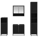 ZESTAW MEBLI ŁAZIENKOWYCH Z PÓŁKĄ Z DRZWIAMI 4 PCS CZARNY DĄB