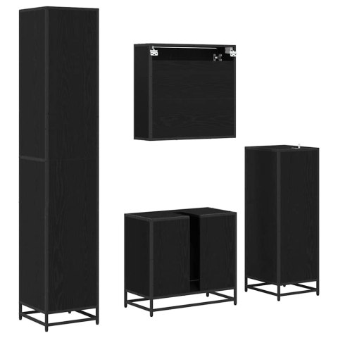 ZESTAW MEBLI ŁAZIENKOWYCH Z PÓŁKĄ Z DRZWIAMI 4 PCS CZARNY DĄB