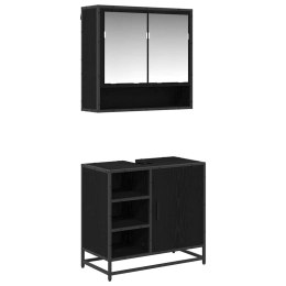 ZESTAW MEBLI ŁAZIENKOWYCH Z SZUFLADĄ Z PÓŁKĄ 2 PCS CZARNY DĄB