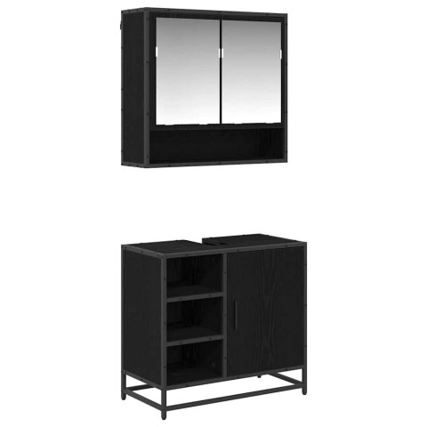 ZESTAW MEBLI ŁAZIENKOWYCH Z SZUFLADĄ Z PÓŁKĄ 2 PCS CZARNY DĄB
