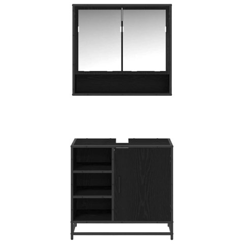 ZESTAW MEBLI ŁAZIENKOWYCH Z SZUFLADĄ Z PÓŁKĄ 2 PCS CZARNY DĄB