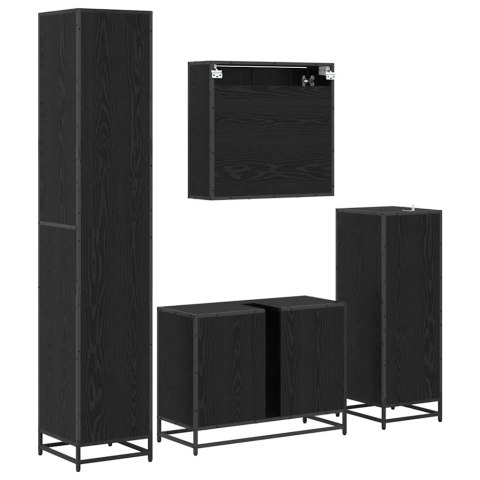 ZESTAW MEBLI ŁAZIENKOWYCH Z SZUFLADĄ Z PÓŁKĄ 4 PCS CZARNY DĄB