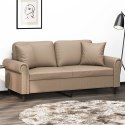 VidaXL 2-osobowa sofa z poduszkami, cappuccino, 140 cm, sztuczna skóra