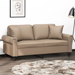 VidaXL 2-osobowa sofa z poduszkami, cappuccino, 140 cm, sztuczna skóra