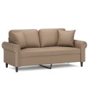 VidaXL 2-osobowa sofa z poduszkami, cappuccino, 140 cm, sztuczna skóra