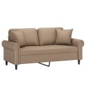 VidaXL 2-osobowa sofa z poduszkami, cappuccino, 140 cm, sztuczna skóra