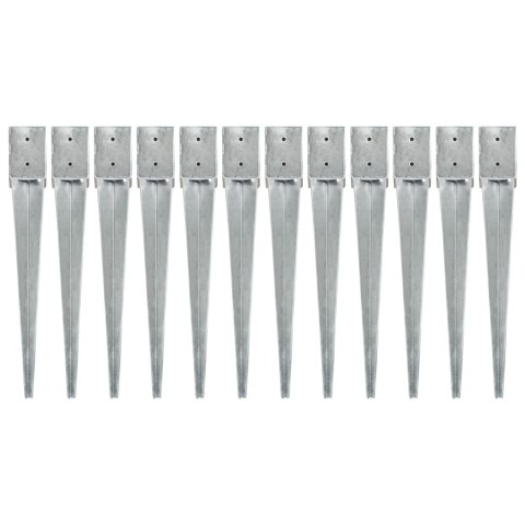 KOŁKI GRUNTOWE 12 SZT. SREBRNE 10X10X76CM STAL