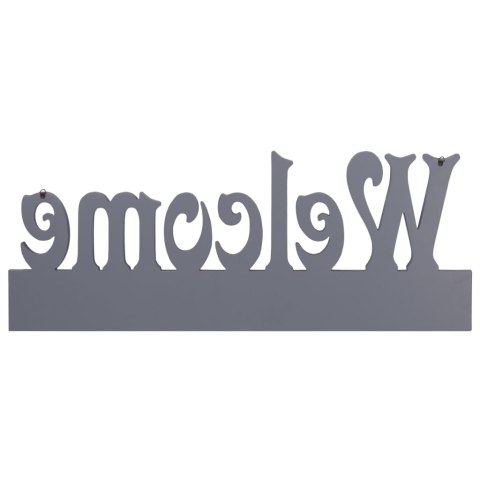 WIESZAK ŚCIENNY NA PŁASZCZE WELCOME SZARY 74X29,5CM