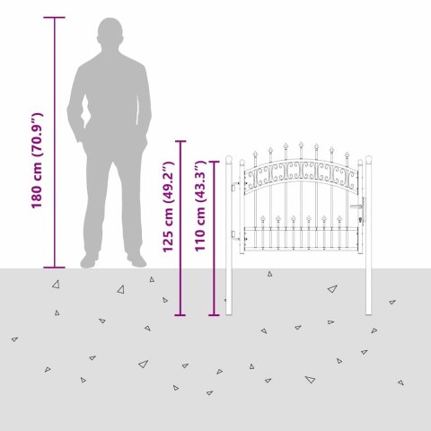BRAMKA OGRODZENIOWA Z OSTRYM SZCZYTEM SZARY 103X75CM STAL