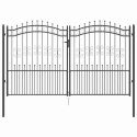 VidaXL Bramka ogrodzeniowa z ostrym szczytem Szary 305 x 175 cm Stal
