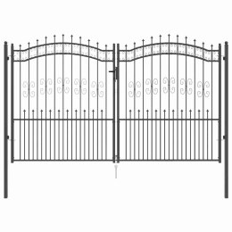 VidaXL Bramka ogrodzeniowa z ostrym szczytem Szary 305 x 175 cm Stal