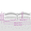 VidaXL Bramka ogrodzeniowa z ostrym szczytem Szary 305 x 75 cm Stal