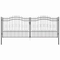 VidaXL Bramka ogrodzeniowa z ostrym szczytem Szary 404 x 150 cm Stal