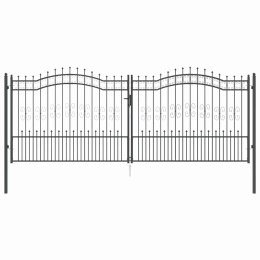 VidaXL Bramka ogrodzeniowa z ostrym szczytem Szary 404 x 150 cm Stal