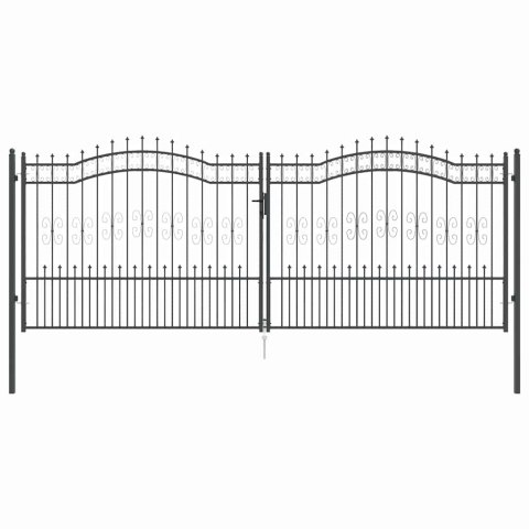VidaXL Bramka ogrodzeniowa z ostrym szczytem Szary 404 x 150 cm Stal