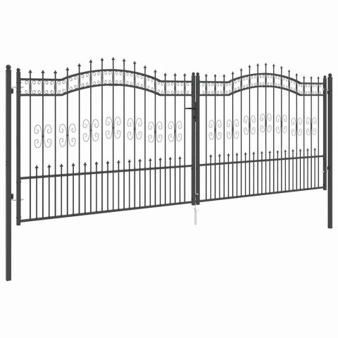 VidaXL Bramka ogrodzeniowa z ostrym szczytem Szary 404 x 150 cm Stal