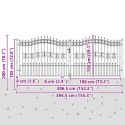 VidaXL Bramka ogrodzeniowa z ostrym szczytem Szary 404 x 150 cm Stal