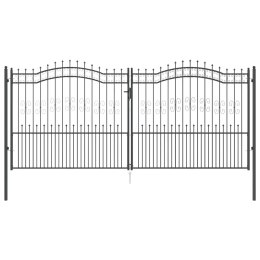 VidaXL Bramka ogrodzeniowa z ostrym szczytem Szary 404 x 175 cm Stal