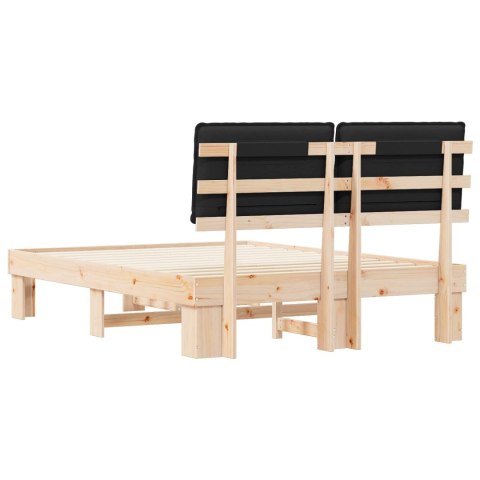 VidaXL Ramka łóżka z tapicerowanym wezgłowiem Czarny 150 x 200 cm