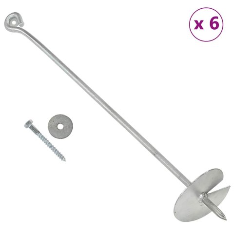 KOTWY GRUNTOWE 6 SZT. 10X60CM GALWANIZOWANY METAL