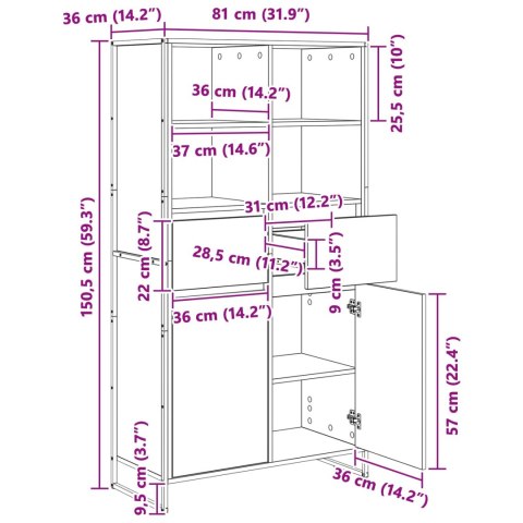 BUFET 2 SZT. SONOMA 81X36X150.5CM