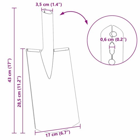 GŁOWICA ŁOPATY SREBRNYA 43X17CM STAL MALOWANA PROSZKOWO