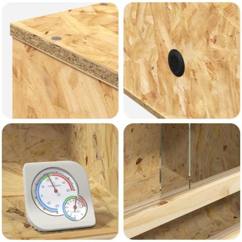 TERRARIUM DLA GADA GRYZONIA 100X50X50CM PŁYTA OSB SZKŁO HARTOWANE TERMOMETR