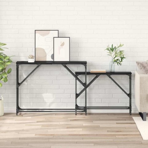 KONSOLA 2 PCS CZARNY DĄB 100X28X75CM