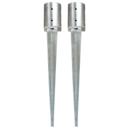 KOŁKI GRUNTOWE 2 SZT. SREBRNE 10X76CM STAL GALWANIZOWANA