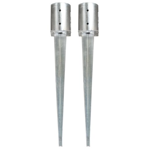 KOŁKI GRUNTOWE 2 SZT. SREBRNE 10X76CM STAL GALWANIZOWANA