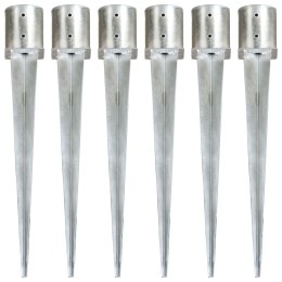 VidaXL Kołki gruntowe, 6 szt., srebrne, 12 x 91 cm, stal galwanizowana