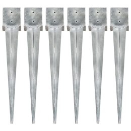 KOŁKI GRUNTOWE 6 SZT. SREBRNE 14X14X91CM STAL