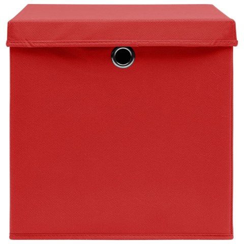 PUDEŁKA Z POKRYWAMI 4 SZT. CZERWONE 32X32X32CM TKANINA
