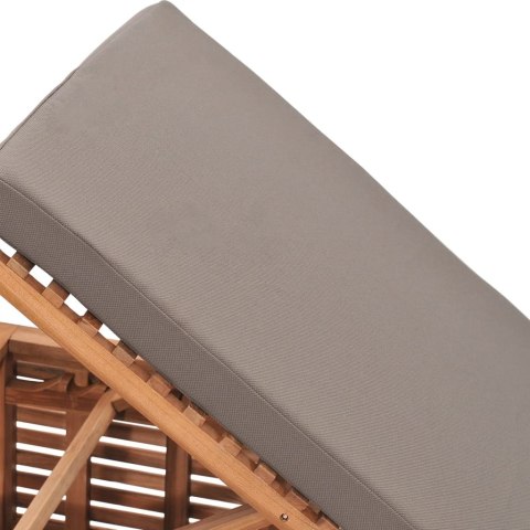 LEŻAK Z CIEMNOSZARĄ PODUSZKĄ DREWNO TEKOWE